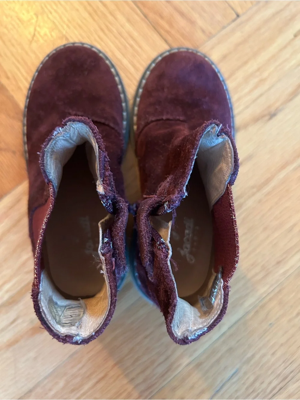 Jacadi Kids Suede Chelsea Boots in Deep Burgundy